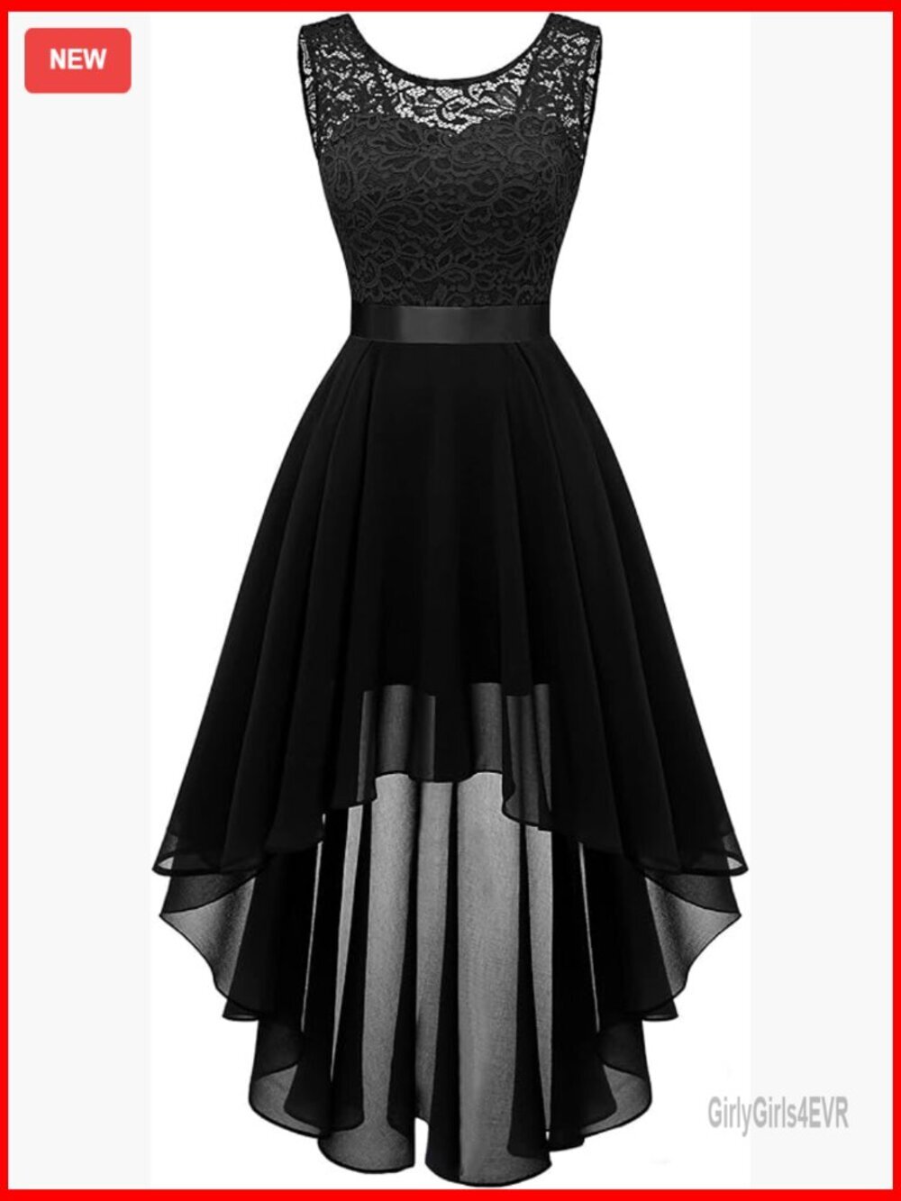 Elegant Sequin High Low Cocktail Dress with Lace - Sleeveless